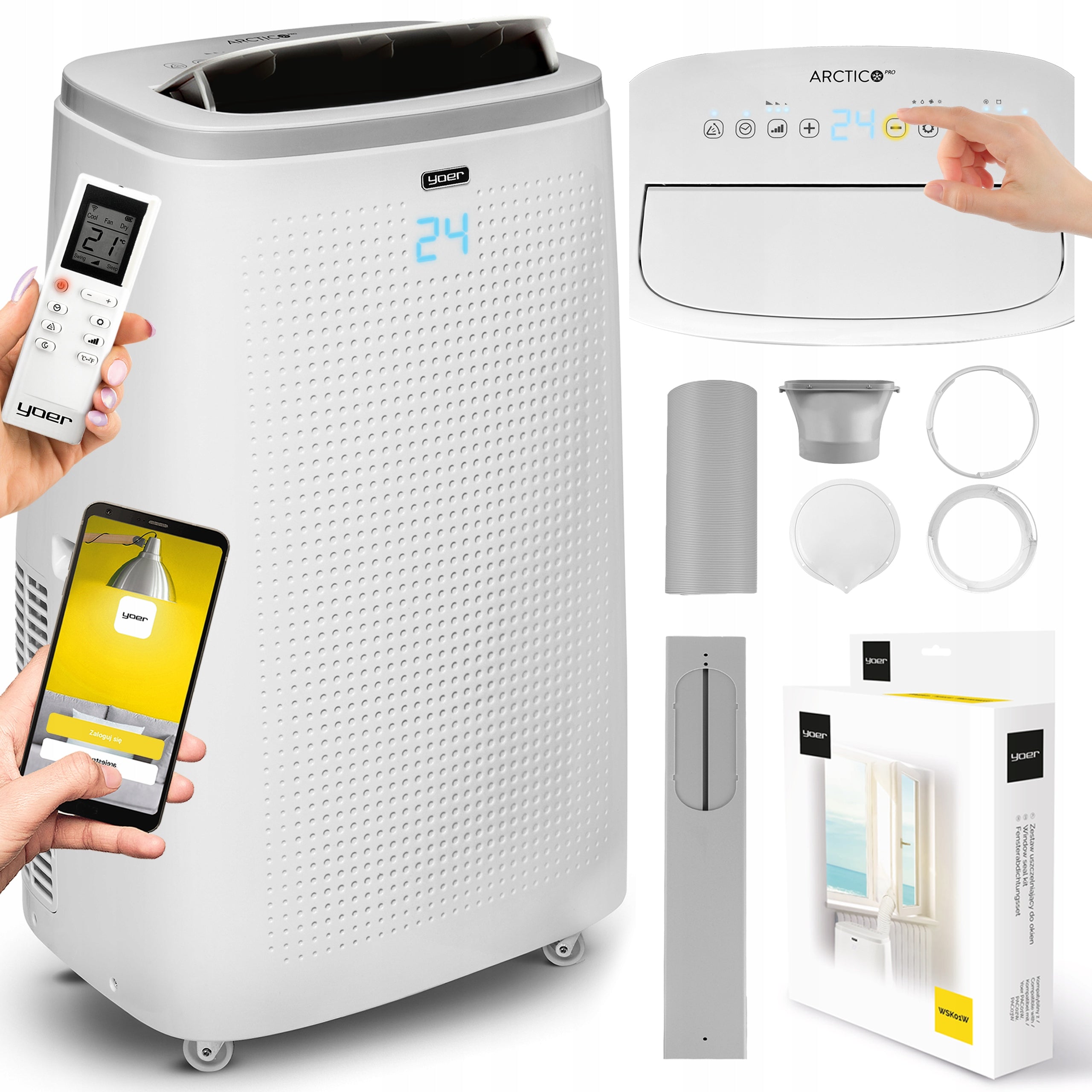 Klimatyzator przenośny Yoer Cichy 4,7kW 75m2 WiFi Osusz 80L Funkcja grzania(2 200 W/2 930 W/Klimatyzator przenośny Yoer Cichy 4)