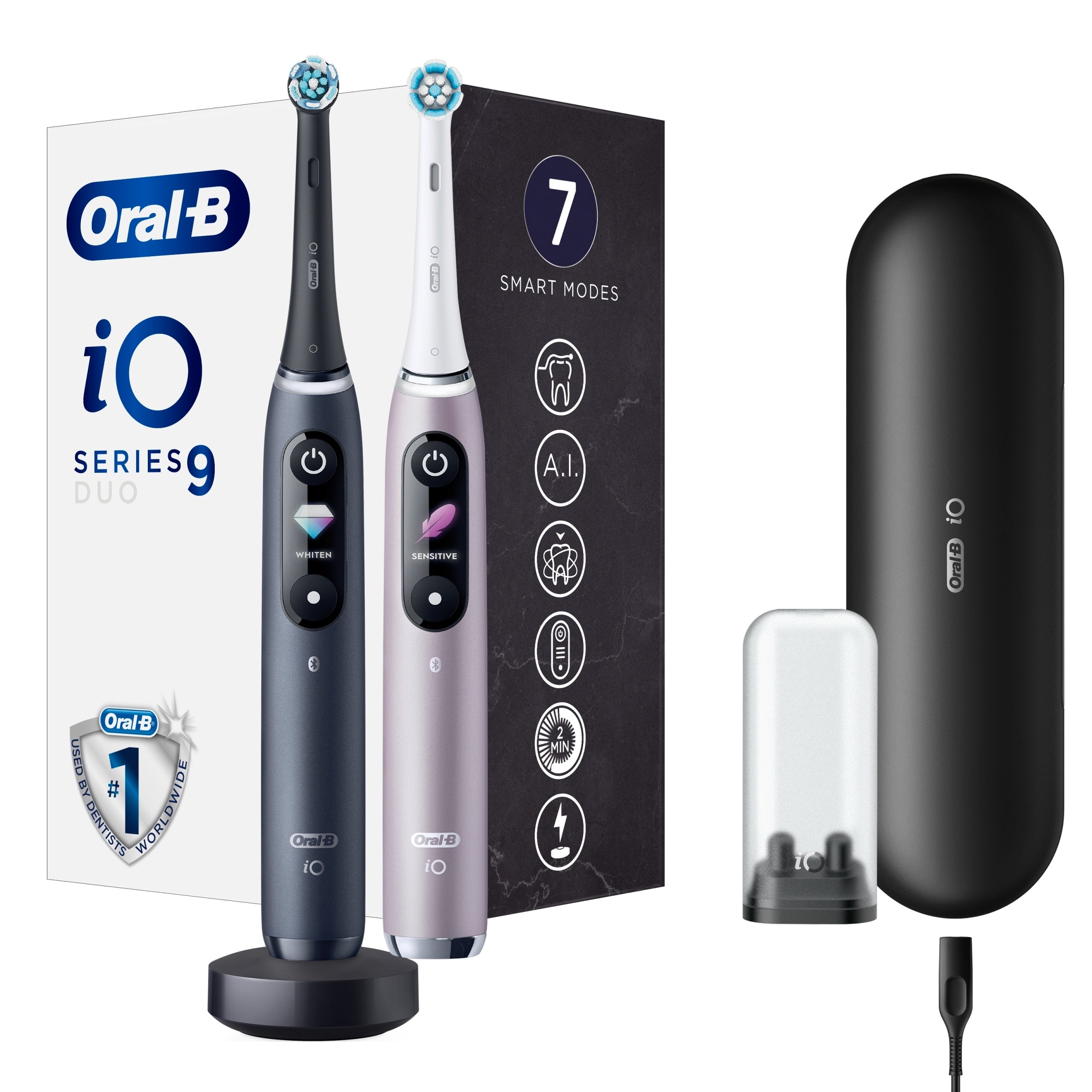 Oral-B iO Series 9 Duo Black Onyx Rose Quartz Szczoteczki elektryczne(Oral-B iO Series 9 Duo Black Onyx Rose Quartz Szczoteczki elektryczne)