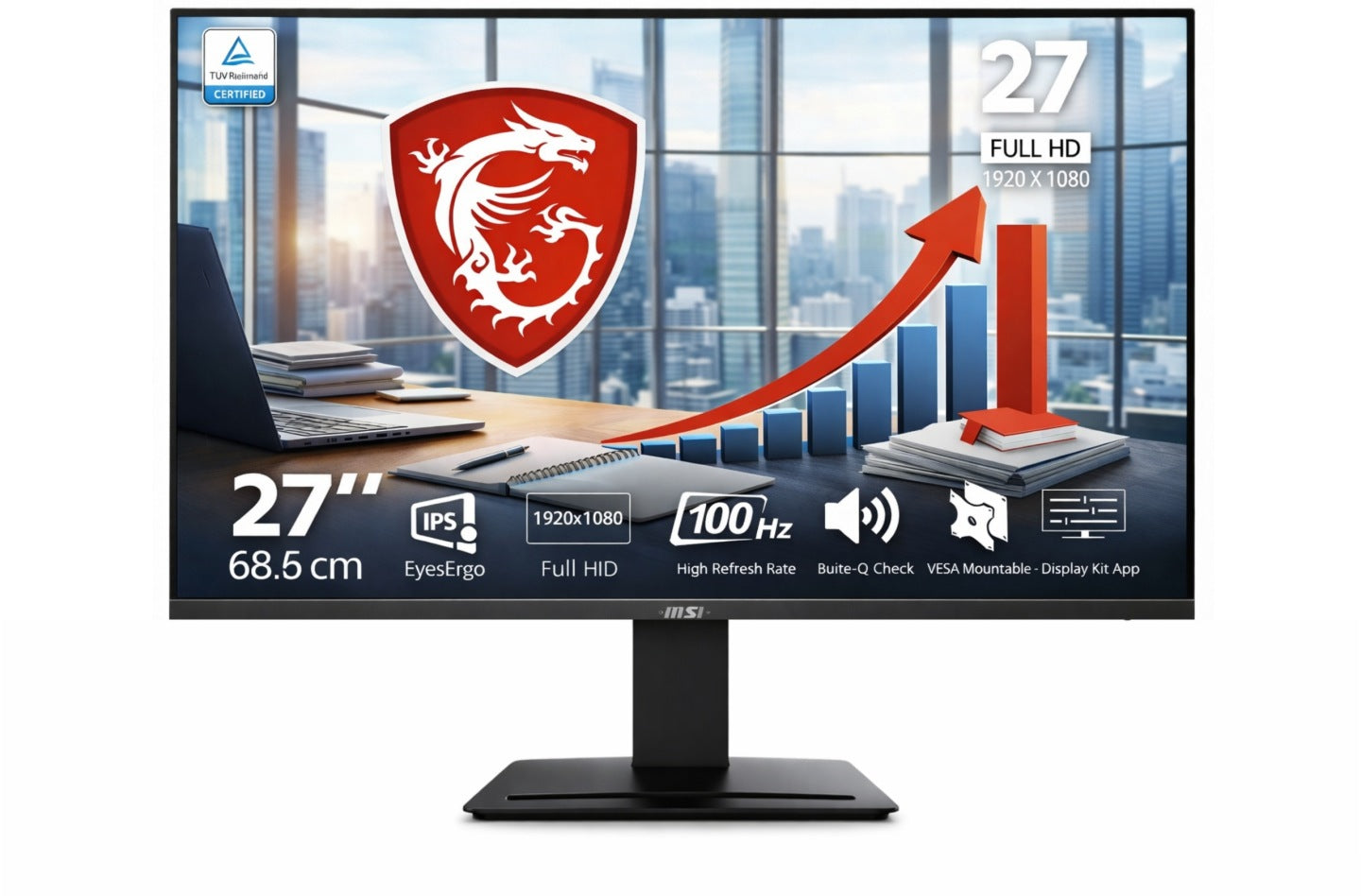 MSI Monitor MSI PRO MP273A 27 IPS FHD 100Hz LED IPS VESA czarny(23/1 ms/Monitor MSI PRO MP273A 27 IPS FHD 100Hz LED IPS VESA czarny)