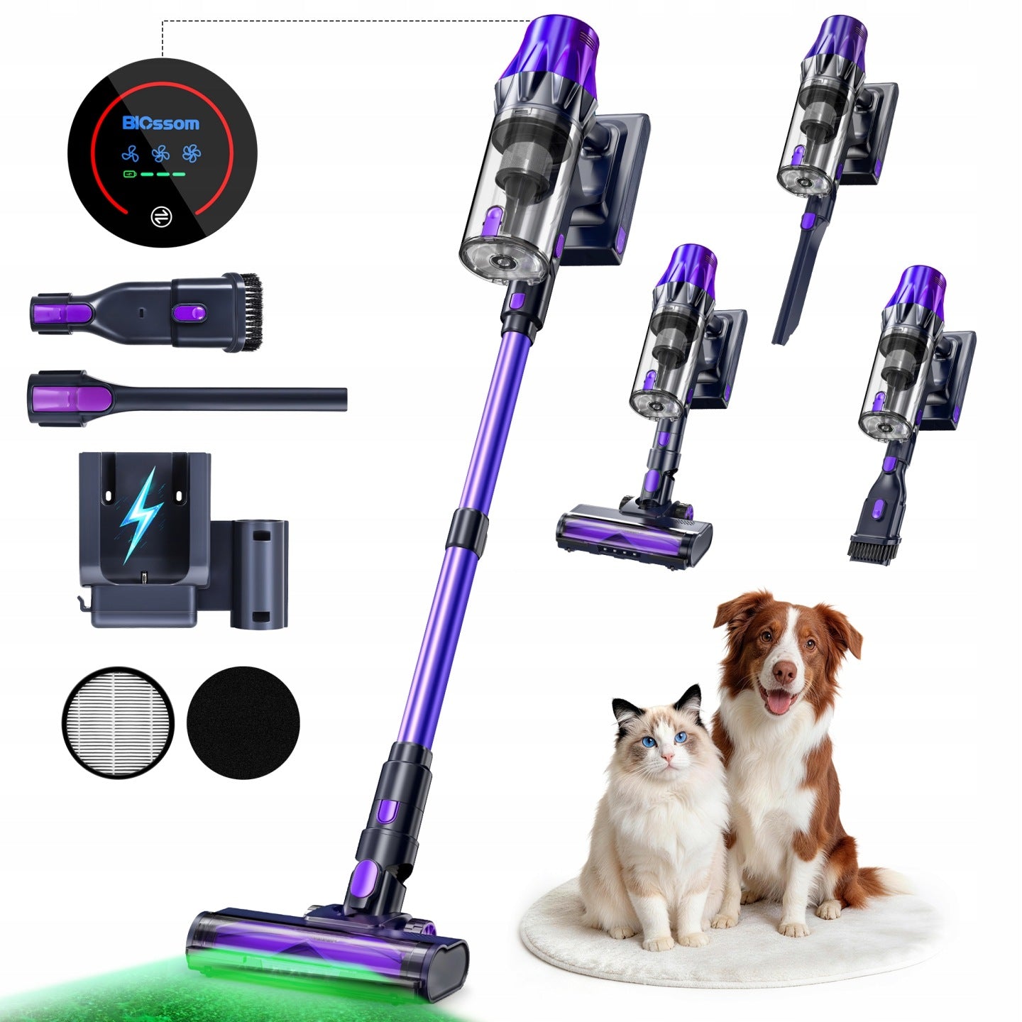Mocne Odkurzacze Pionowe Akumulatorowe Blossom V20 650W 55000PA(Powerful Cordless Vertical Vacuum Cleaners Blossom V20 650W 55000PA/600 W)