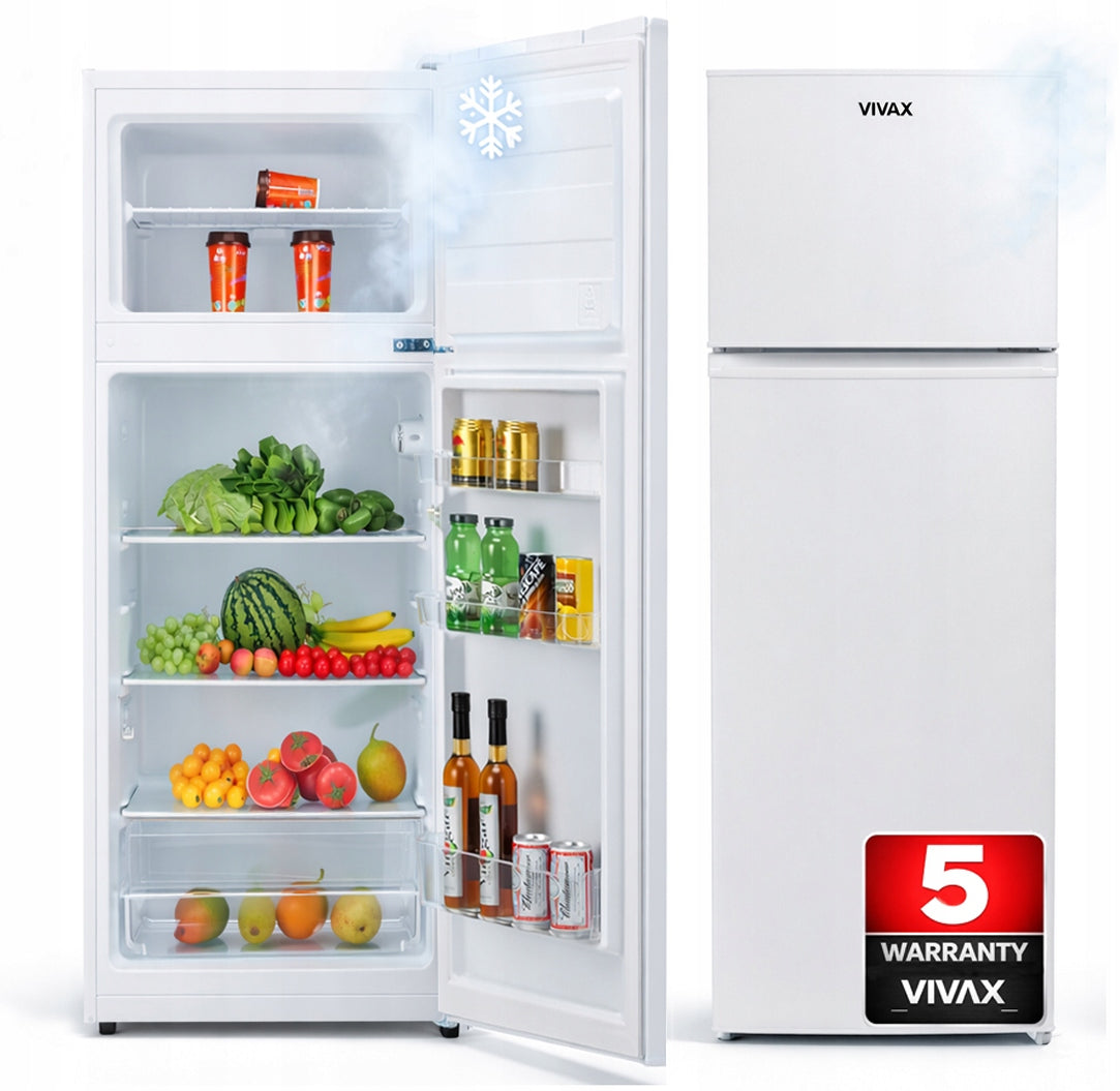 Vivax Lodówka Lodówko Zamrażarka Chłodziarka 143cm 204L Biała 40dB 5lat GWARANCJI